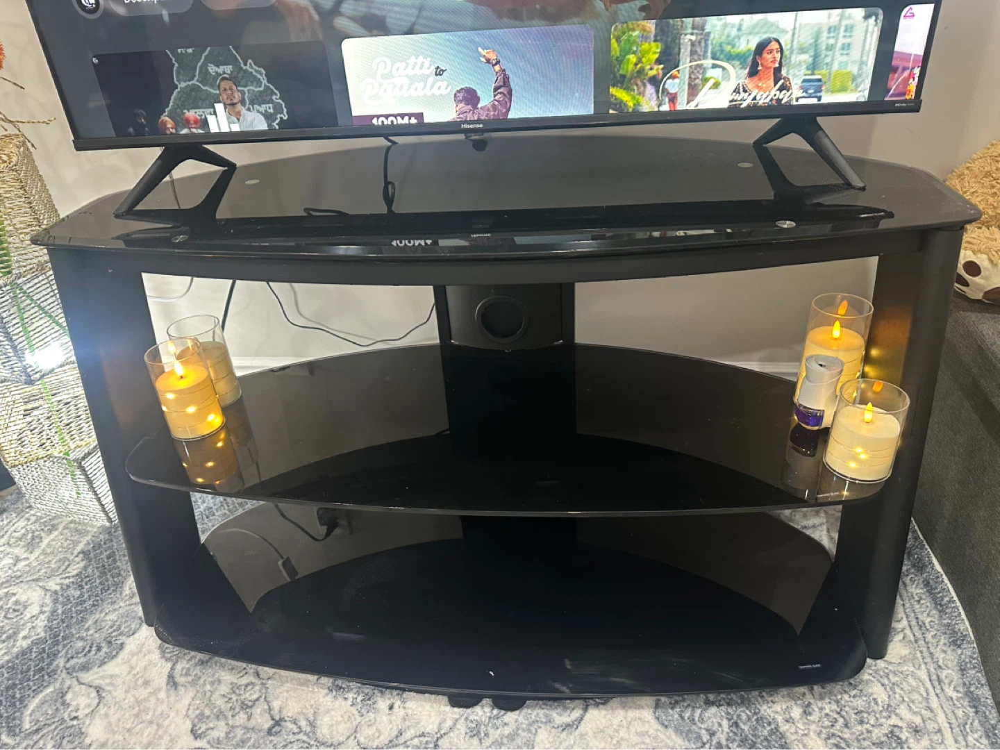 Black Glass TV Stand - photo 2