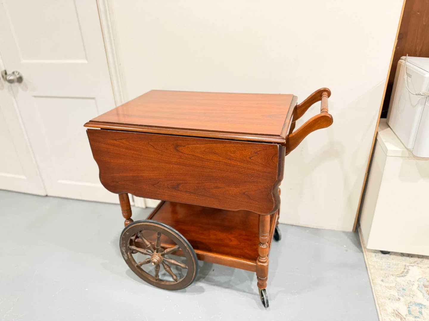 Vintage Wooden Drop Leaf Serving/ tea  Cart