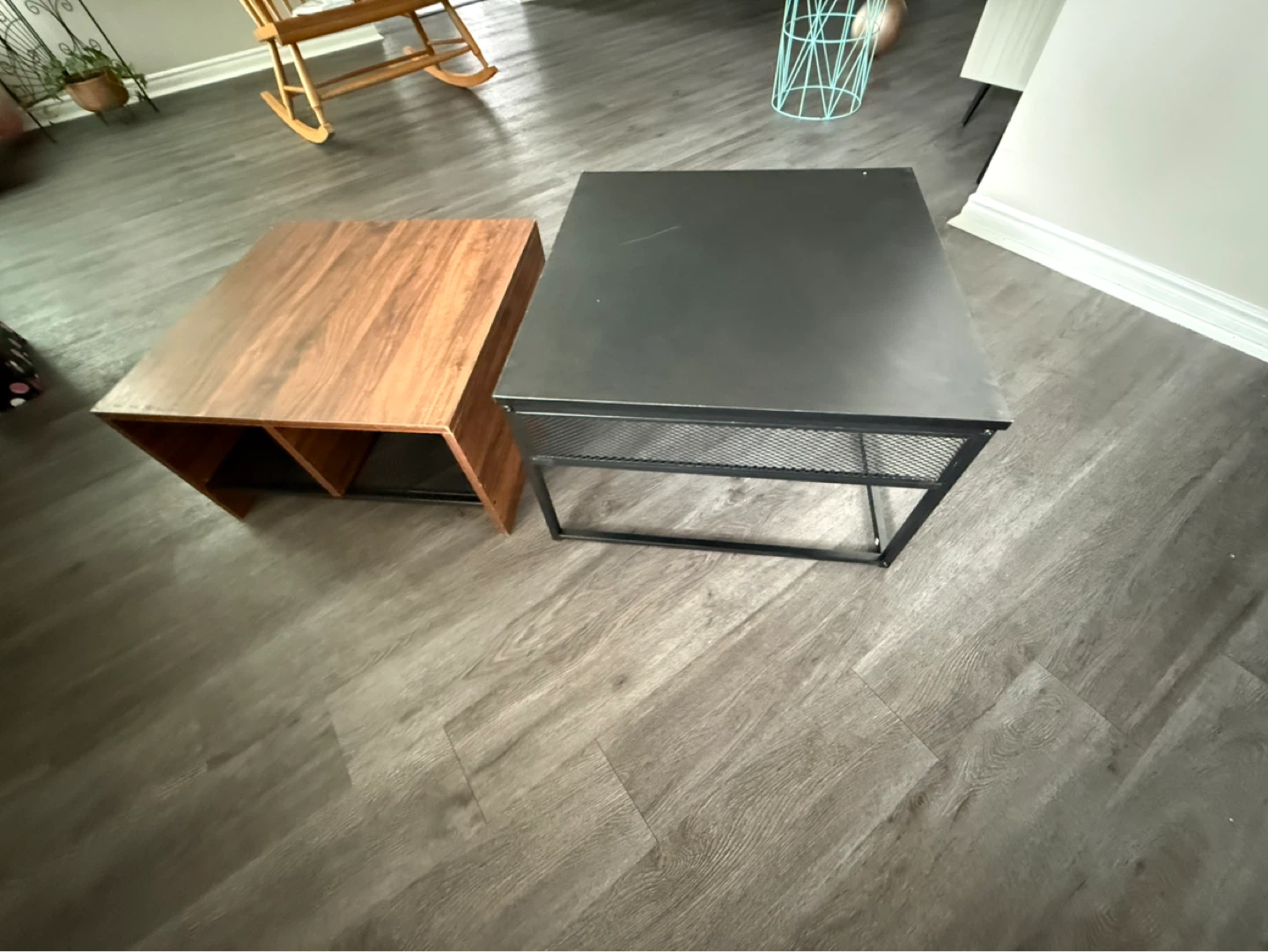 Nesting Side Tables - Wood & Black Metal - photo 3