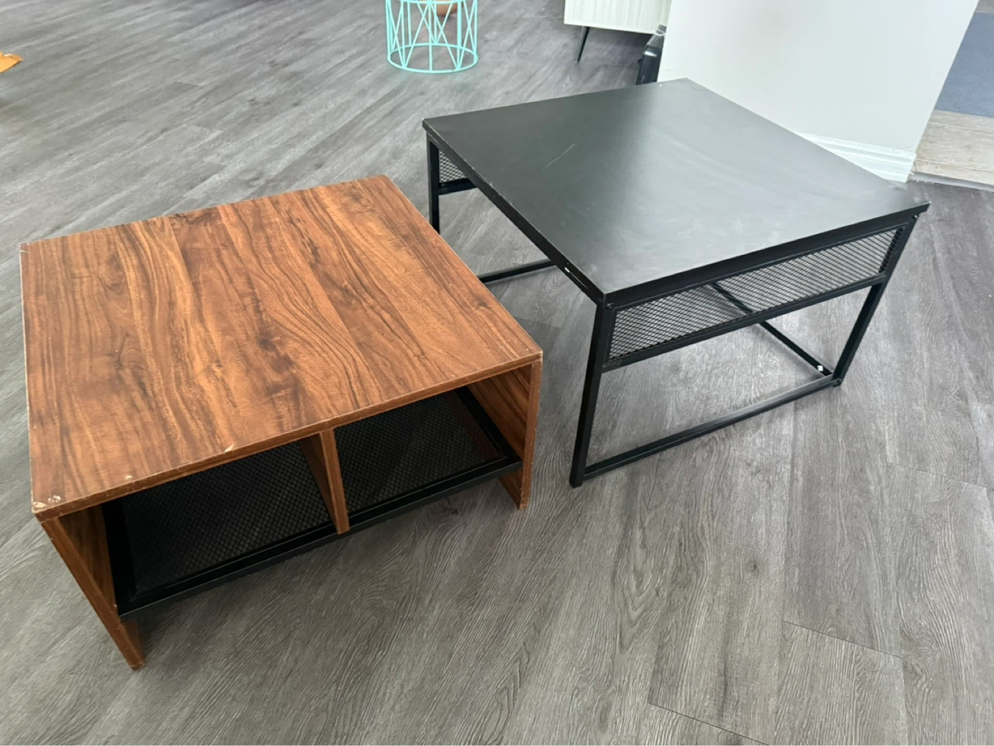 Nesting Side Tables - Wood & Black Metal - photo 4