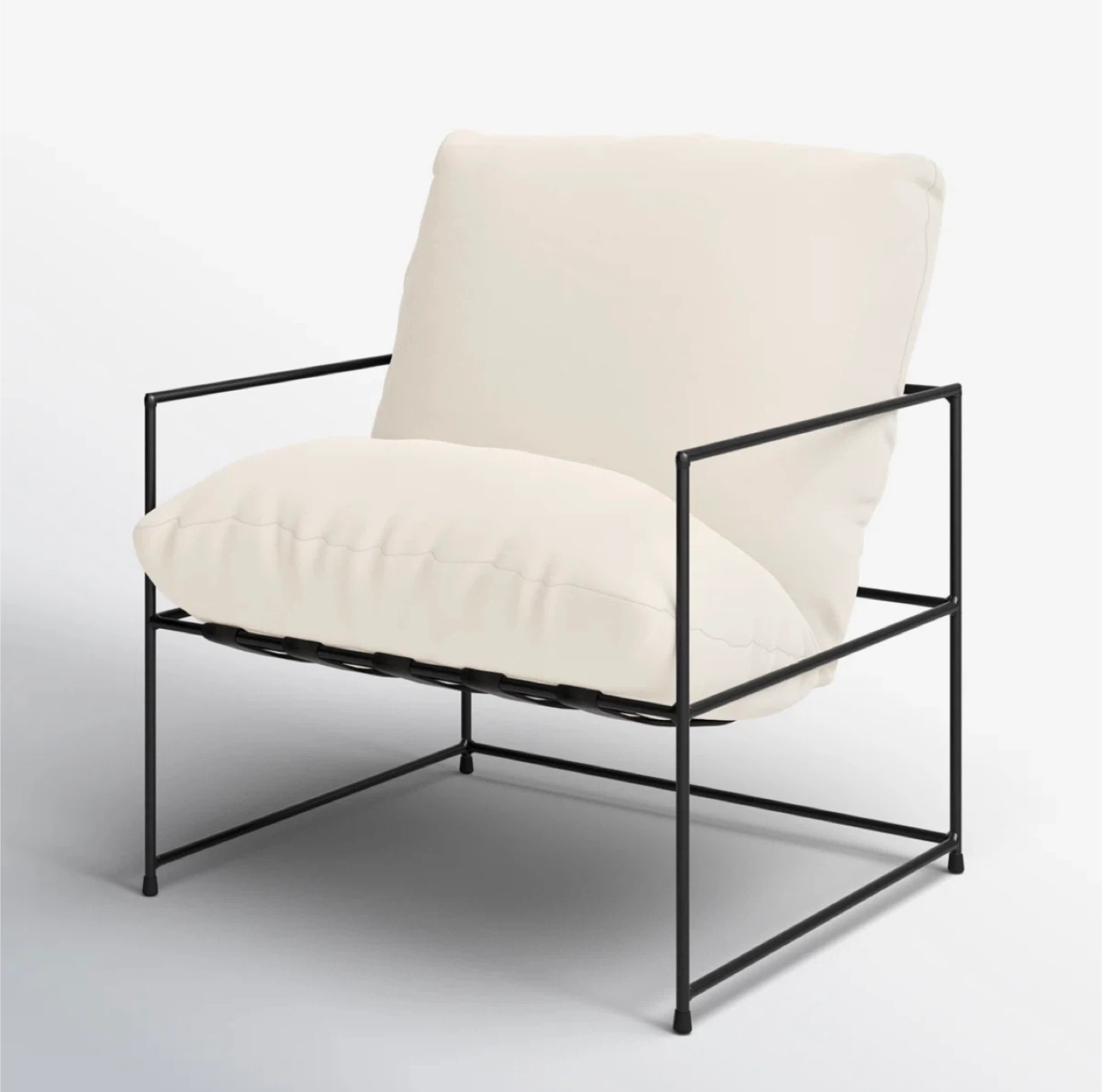 Cream Armchair with Black Metal Frame - photo 5