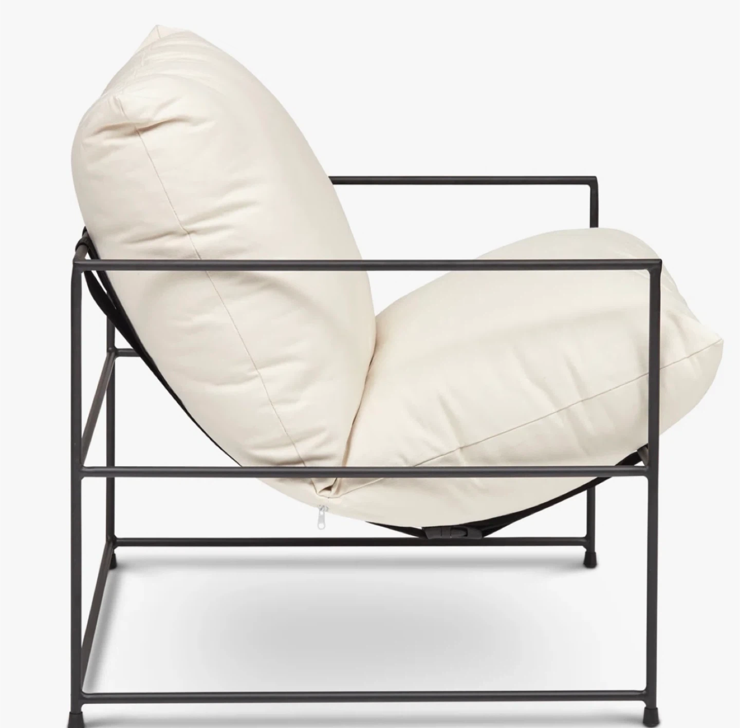 Cream Armchair with Black Metal Frame - photo 3
