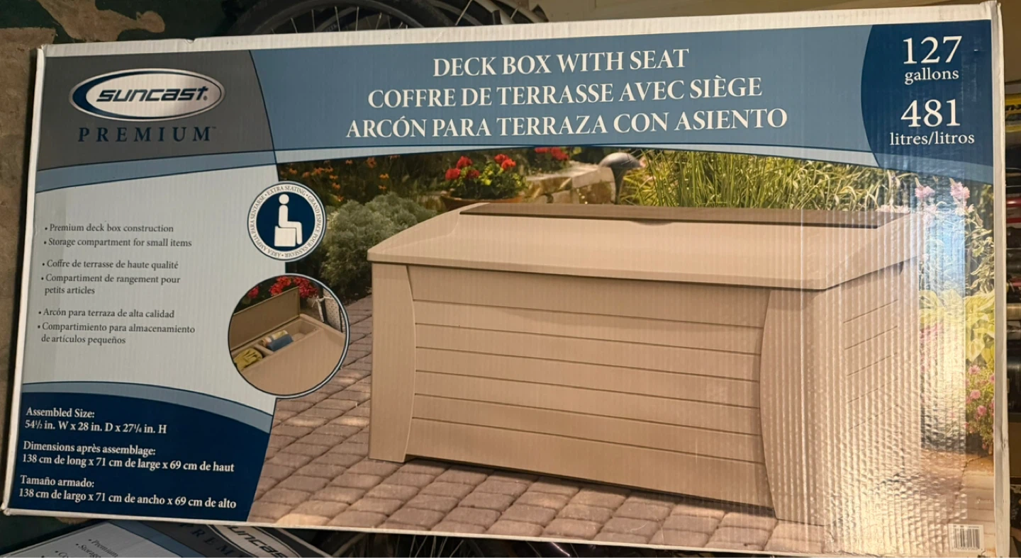 Suncast Premium Deck Box with Seat - 127 Gallons