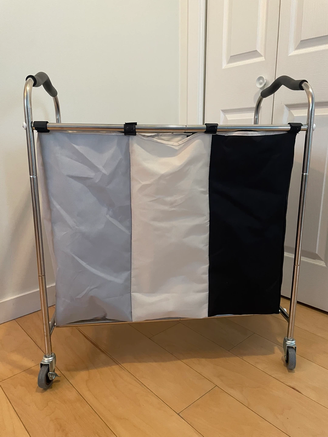 3-Compartment Laundry Sorter with Wheels - photo 2