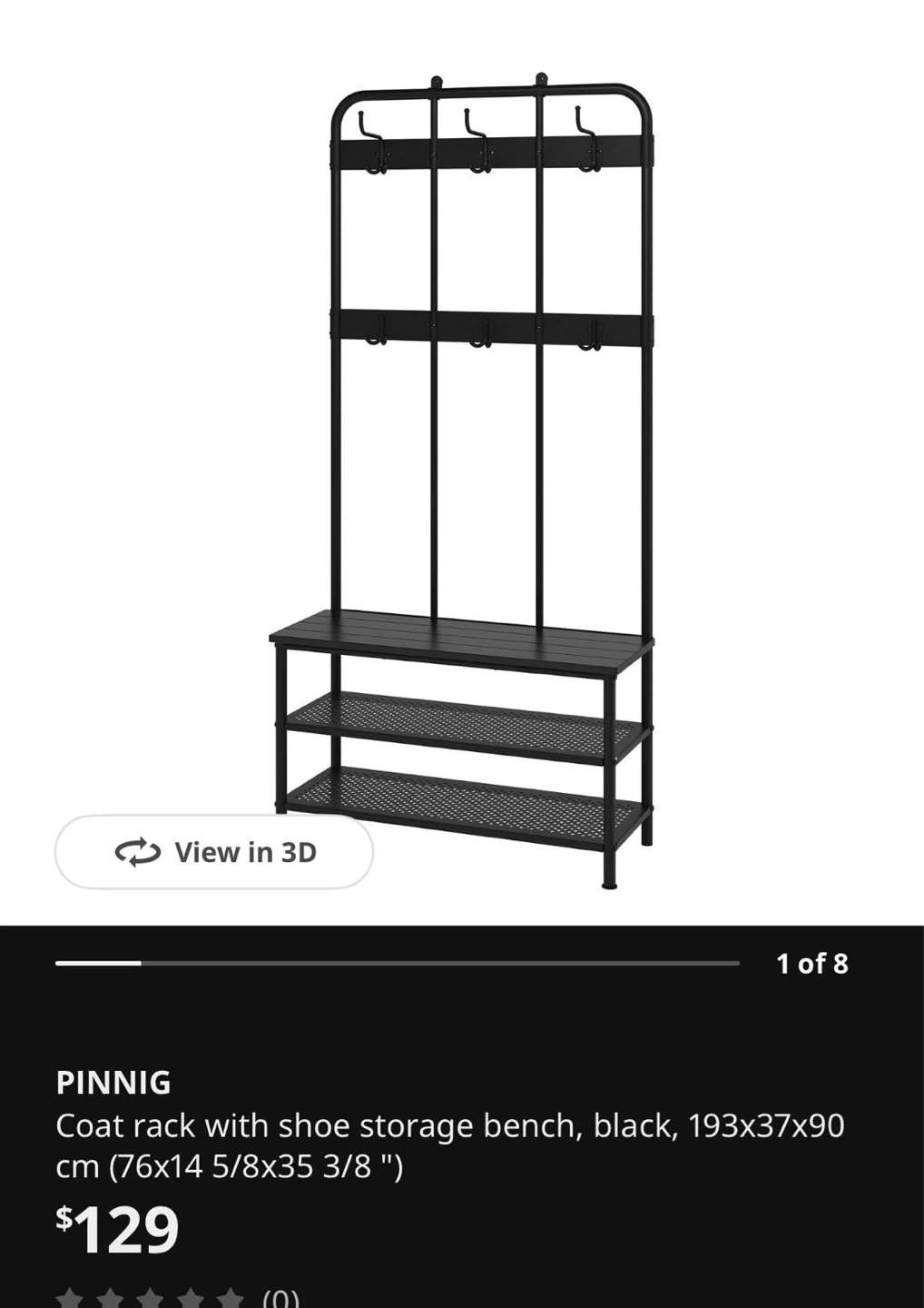 IKEA PINNIG Coat Rack with Shoe Storage Bench - photo 2