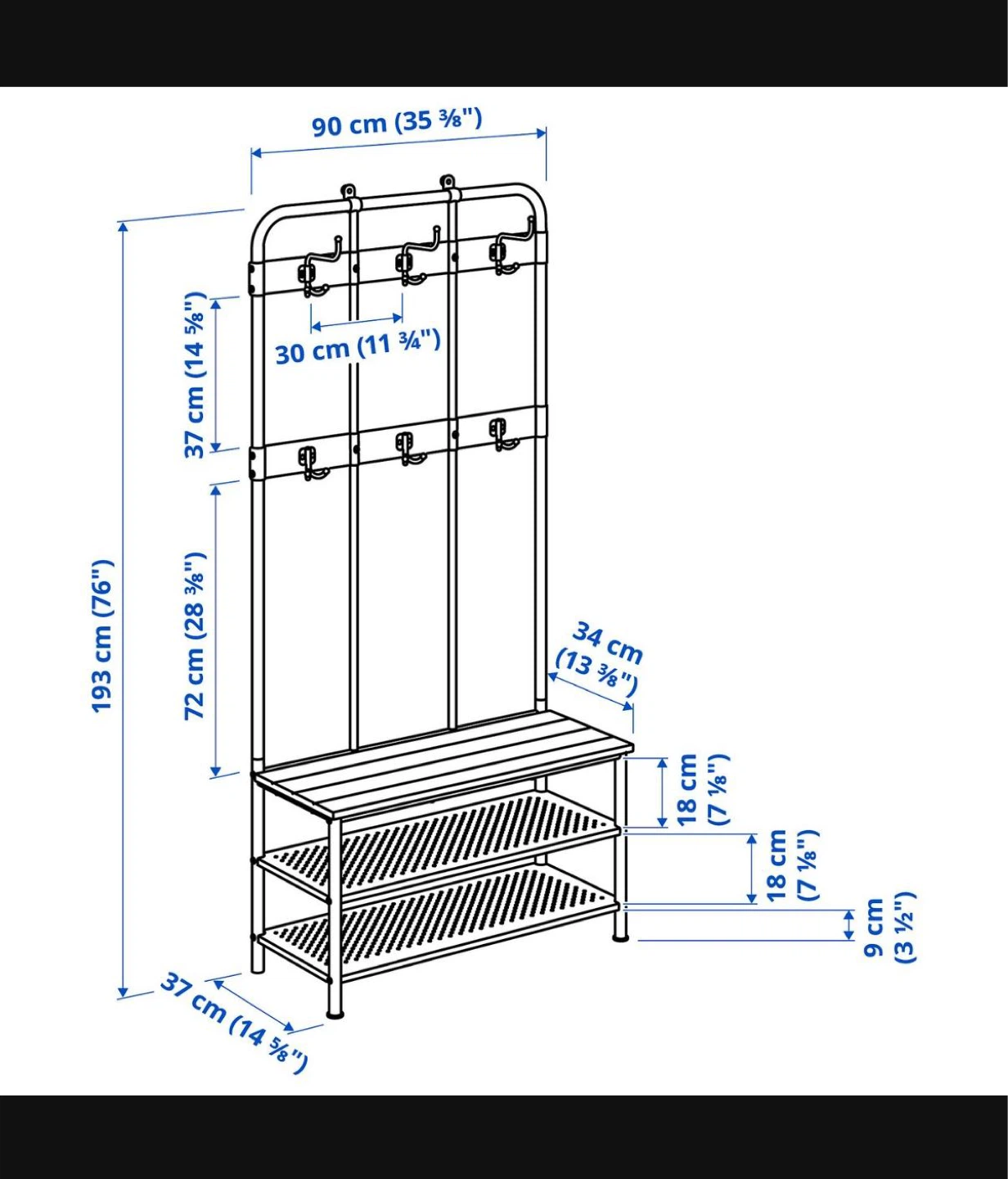 IKEA PINNIG Coat Rack with Shoe Storage Bench - photo 3