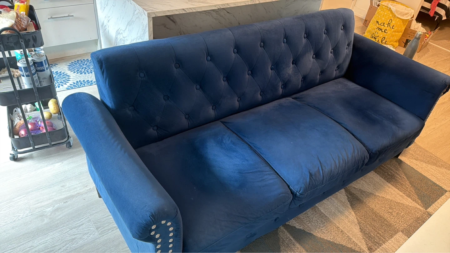 Blue Tufted Sofa