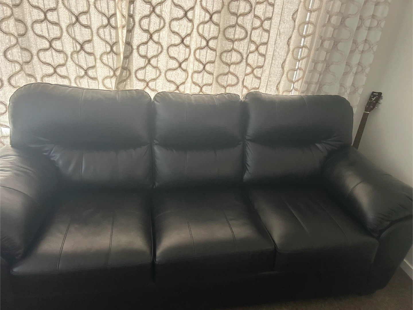 Two Black  Leather Sofas - photo 2