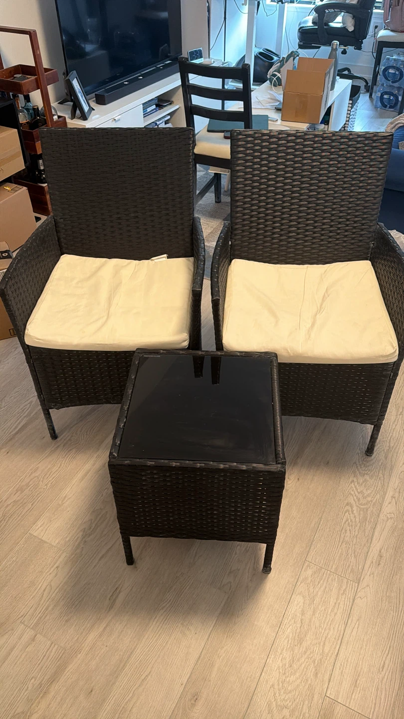 Black Wicker Patio Chairs with Table Set