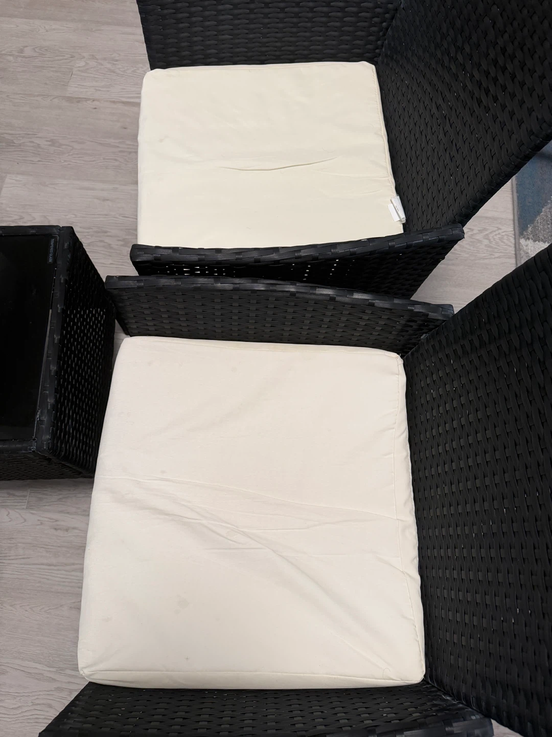 Black Wicker Patio Chairs with Table Set - photo 4