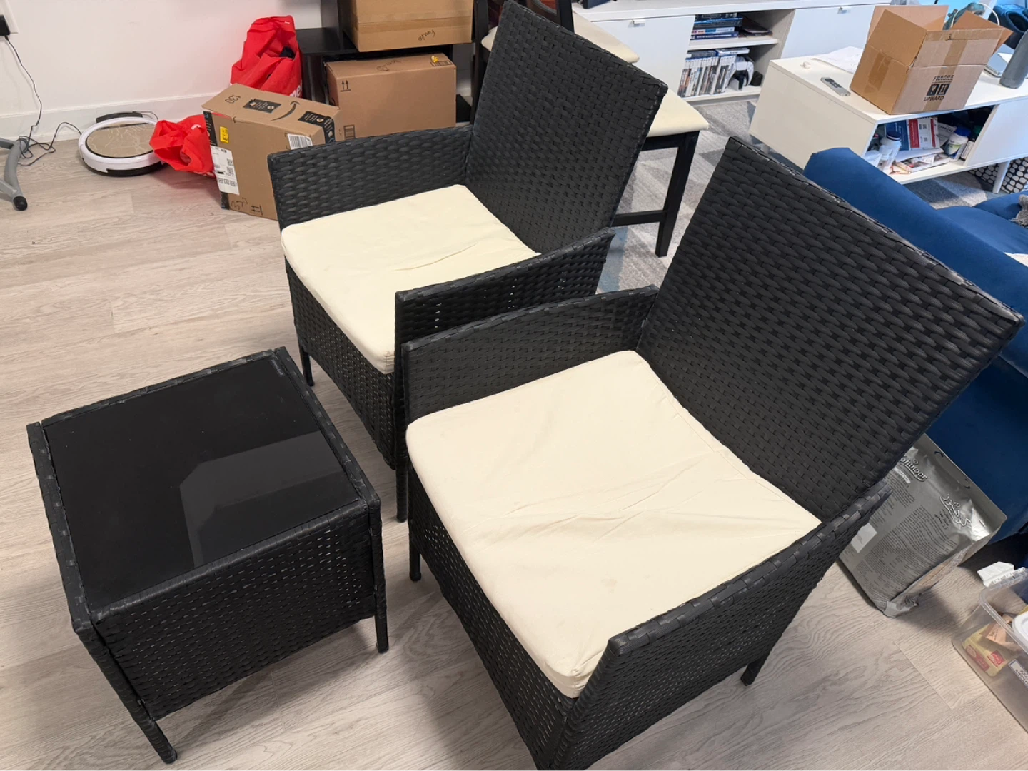Black Wicker Patio Chairs with Table Set - photo 2
