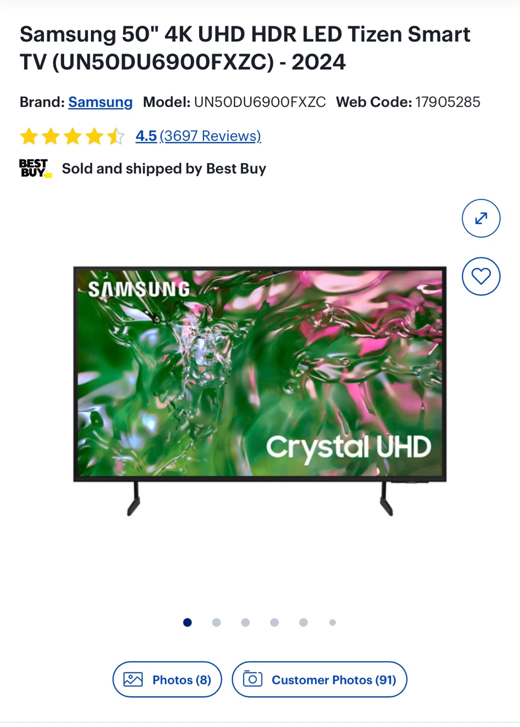 Samsung 50" 4K UHD HDR LED Tizen Smart TV