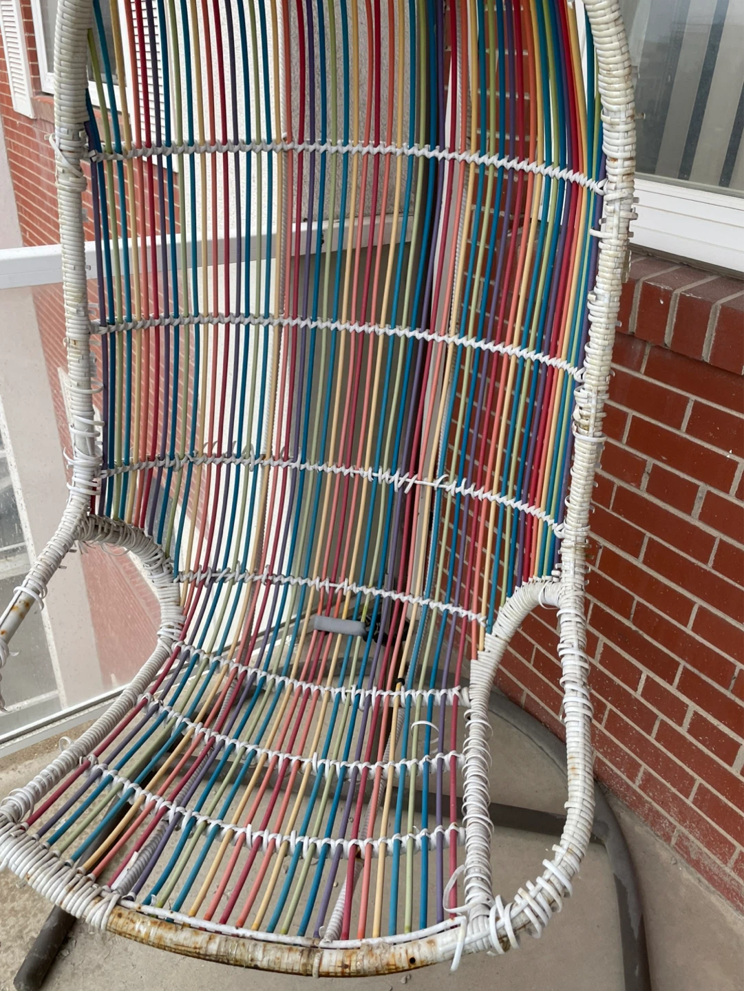 Wicker Hanging Chair with Bright Green Cushion - photo 2
