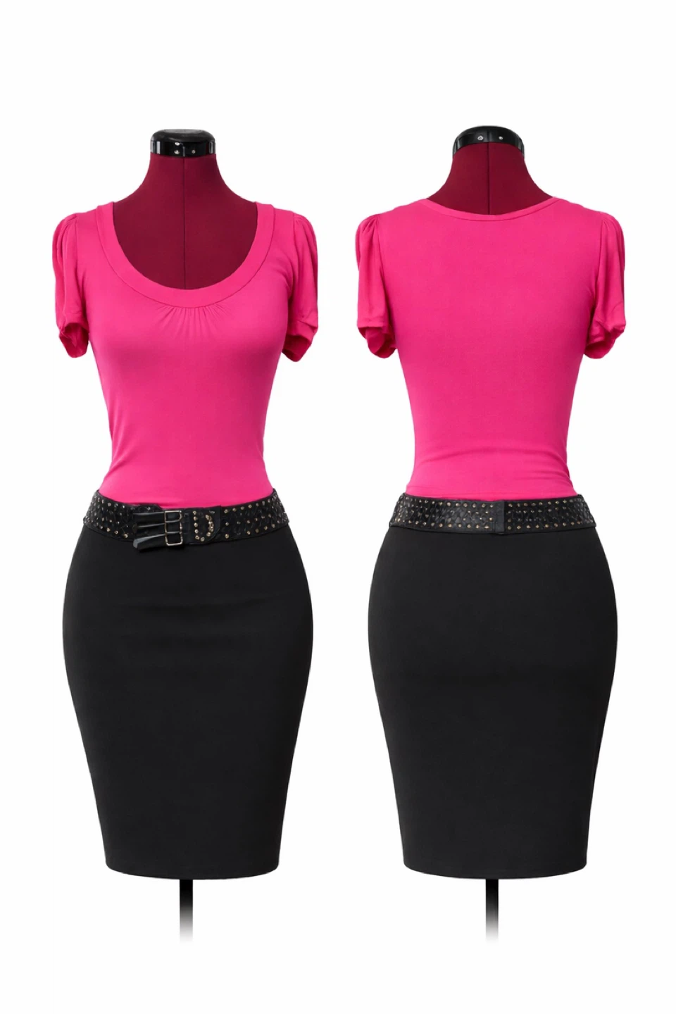 Women's Pink and Black Pencil Dress (1 Piece)