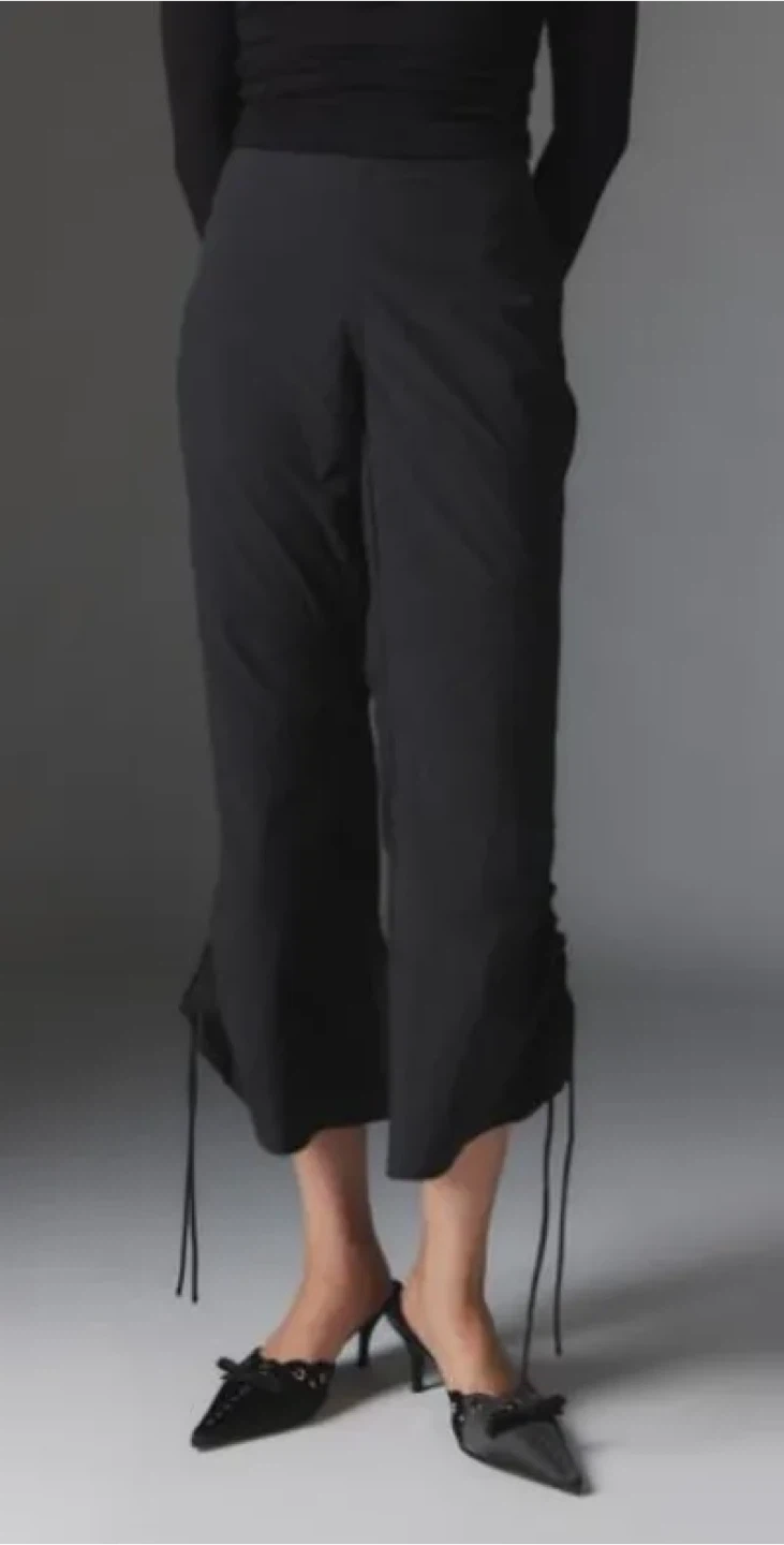 Silence + Noise Black Ruched Cropped Pants - photo 2