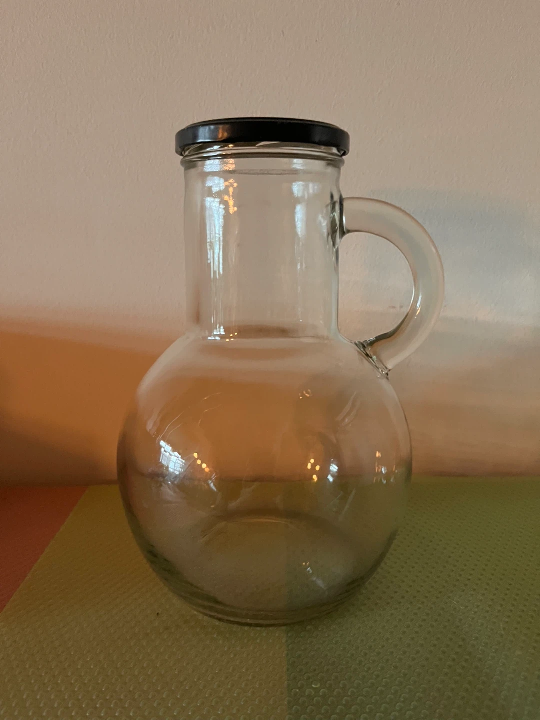 Glass Pitcher with Black Lid
