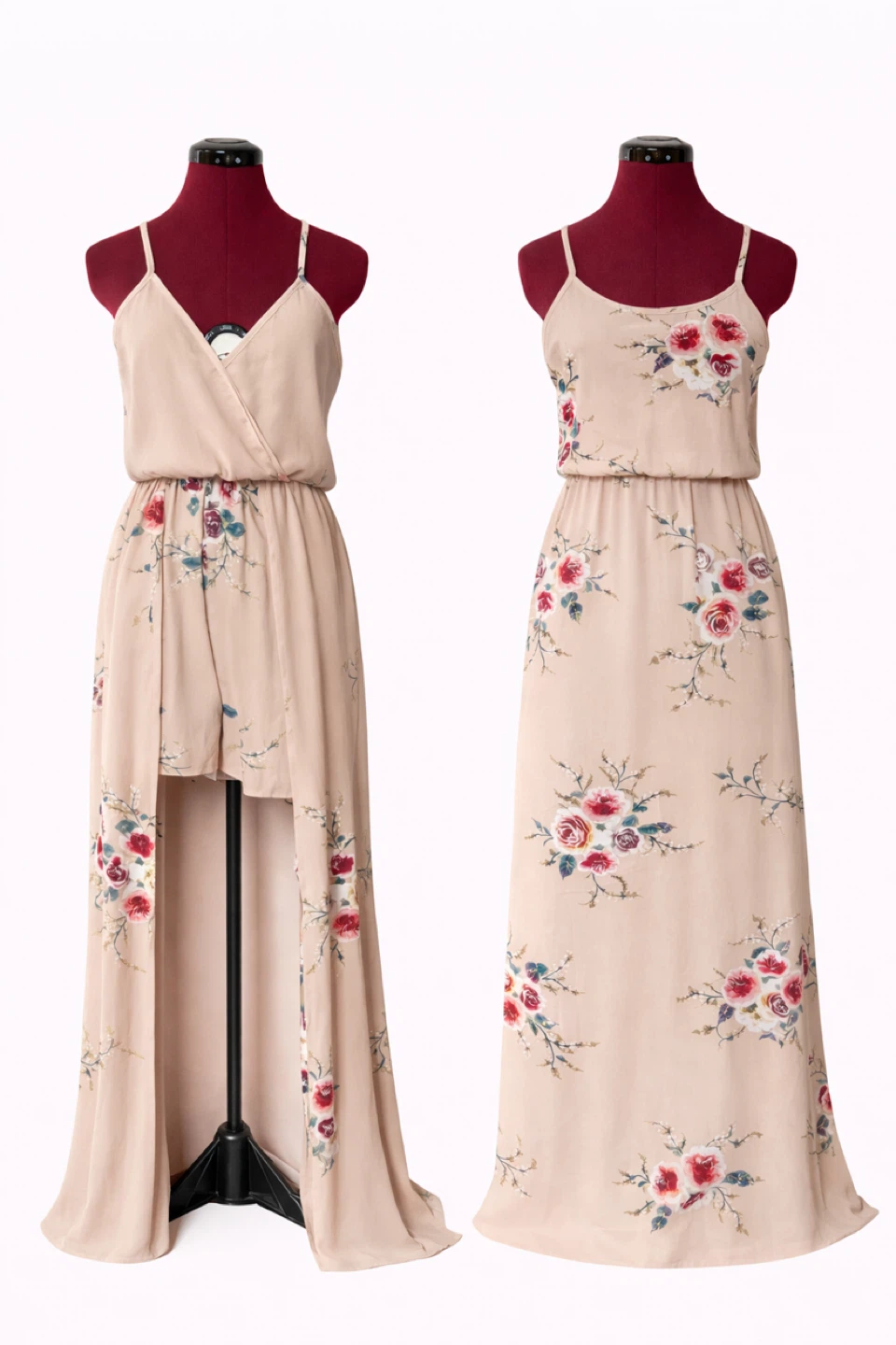 Cream Floral Maxi Dress with Shorts Underlay