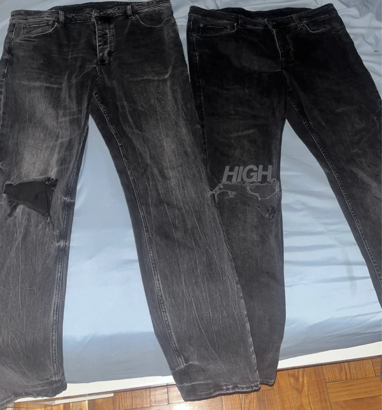 Pair of Black Wash Denim Jeans with Embroidery - photo 2