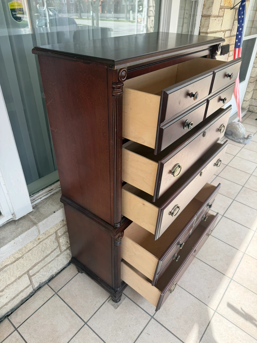 Dark Wood Tall Dresser Chest of Drawers - photo 2