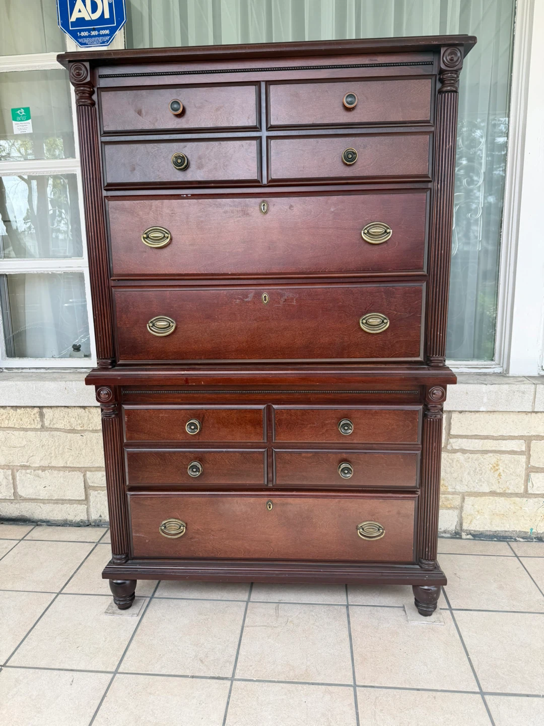 Dark Wood Tall Dresser Chest of Drawers