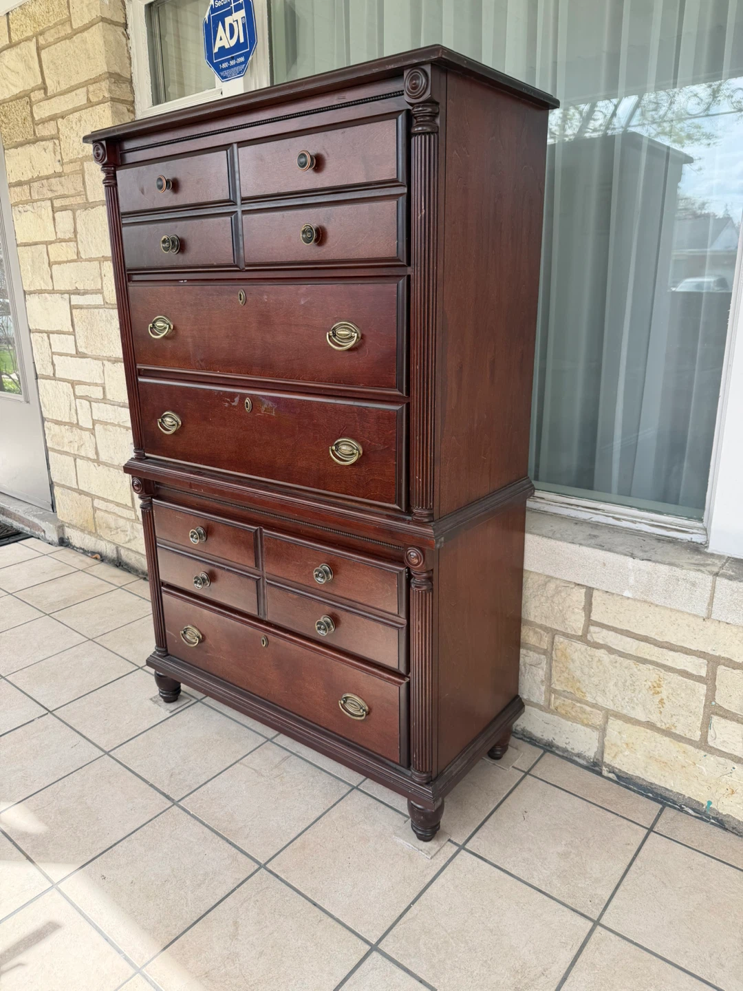Dark Wood Tall Dresser Chest of Drawers - photo 5