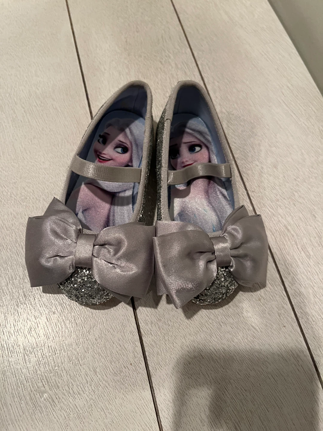 H&M Girls Elsa Glitter Bow Flats - Size 24