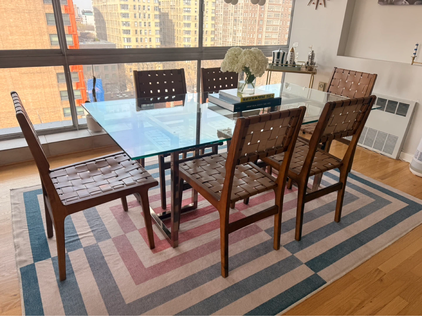 Mid-Century Style Wood and Leather Strap Dining Chairs - photo 5