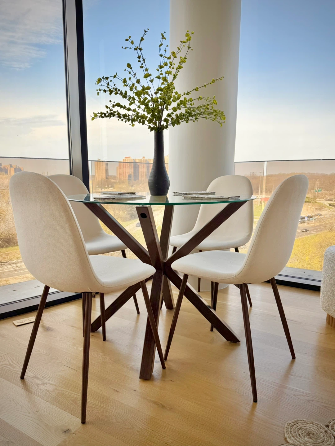 Round Glass Dining Table with 4 Chairs - photo 2