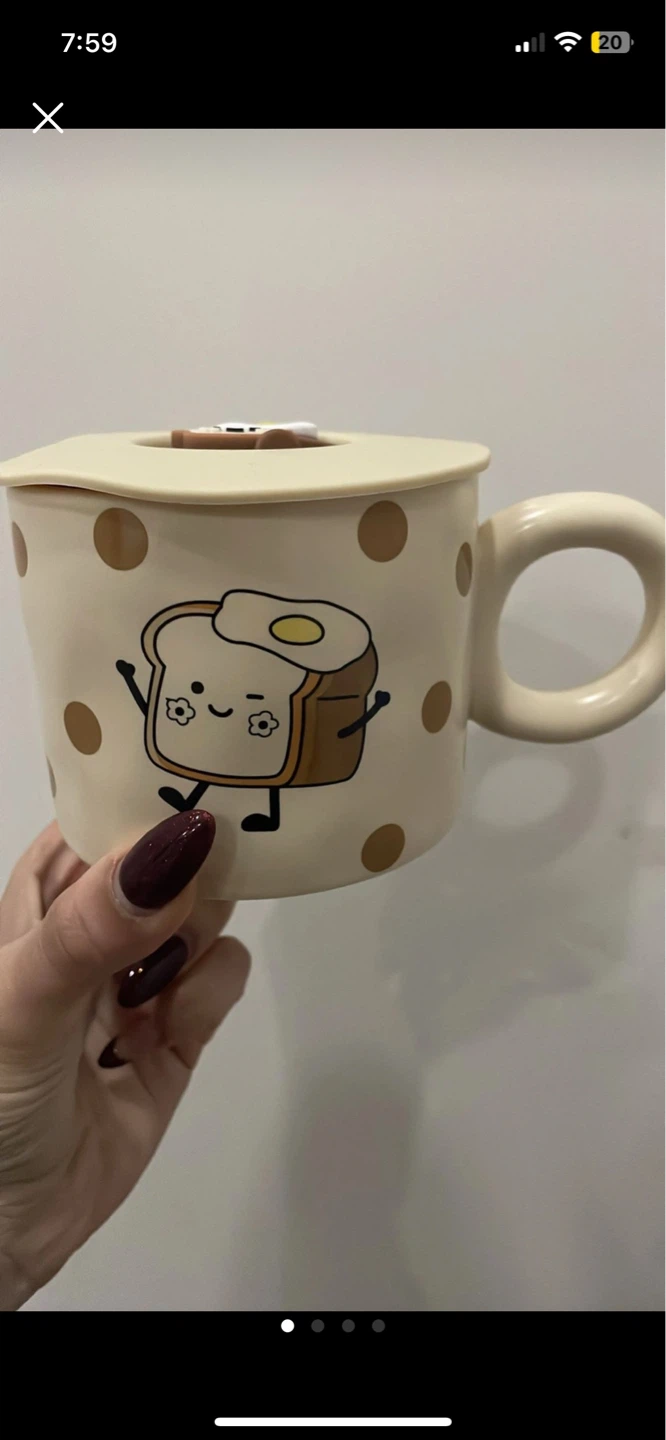 Cute Toast and Egg Mug with Lid