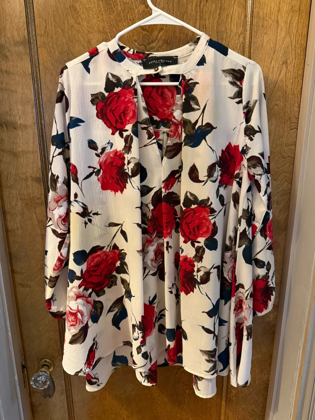 AKIRA CHICAGO Black Label Floral Print Long Sleeve Blouse Size S