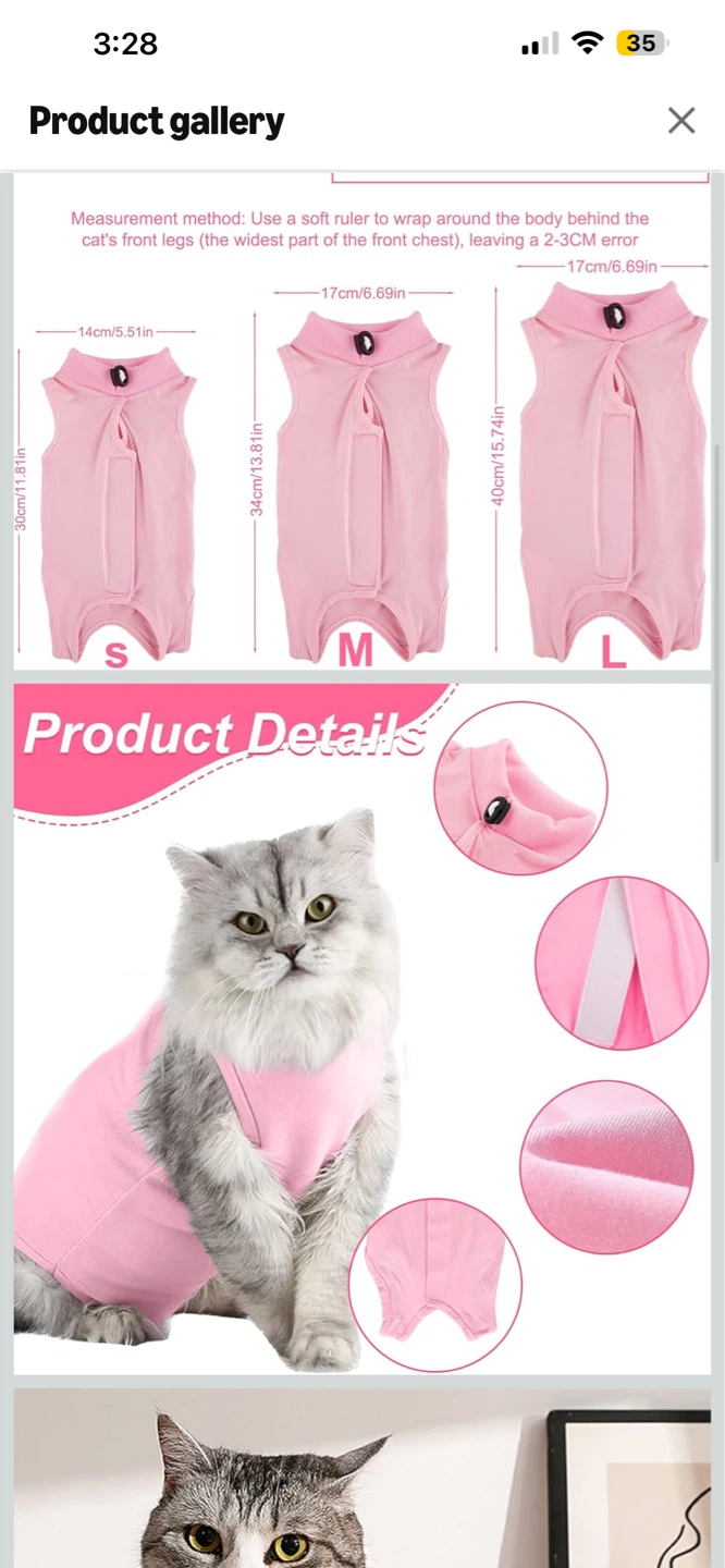 Pink Cat Recovery Suit - Size S - photo 2