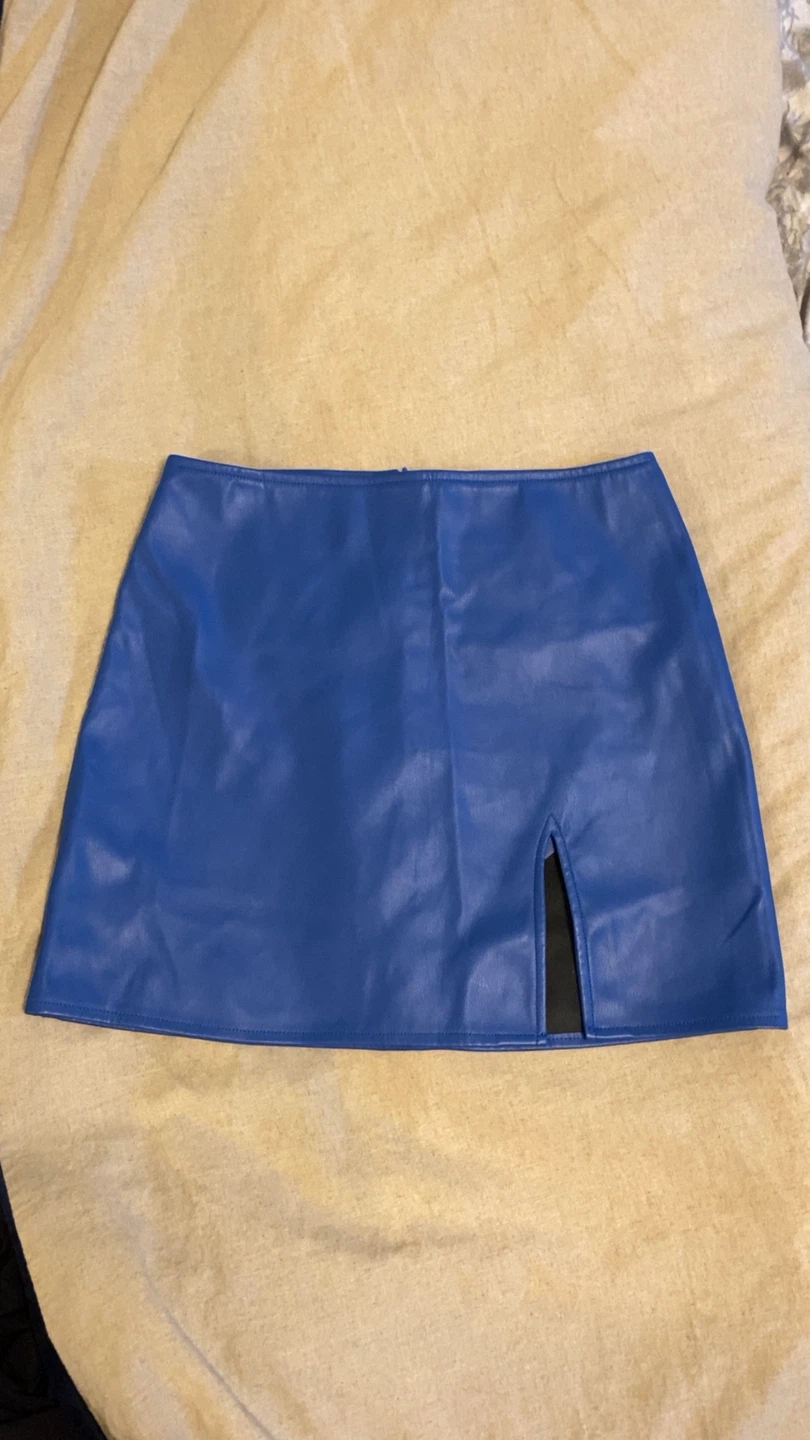 Wet Seal Blue Faux Leather Mini Skirt