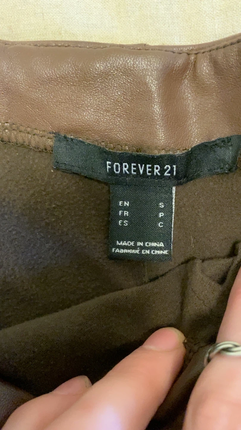 Brown Faux Leather Wrap Mini Skirt - photo 2