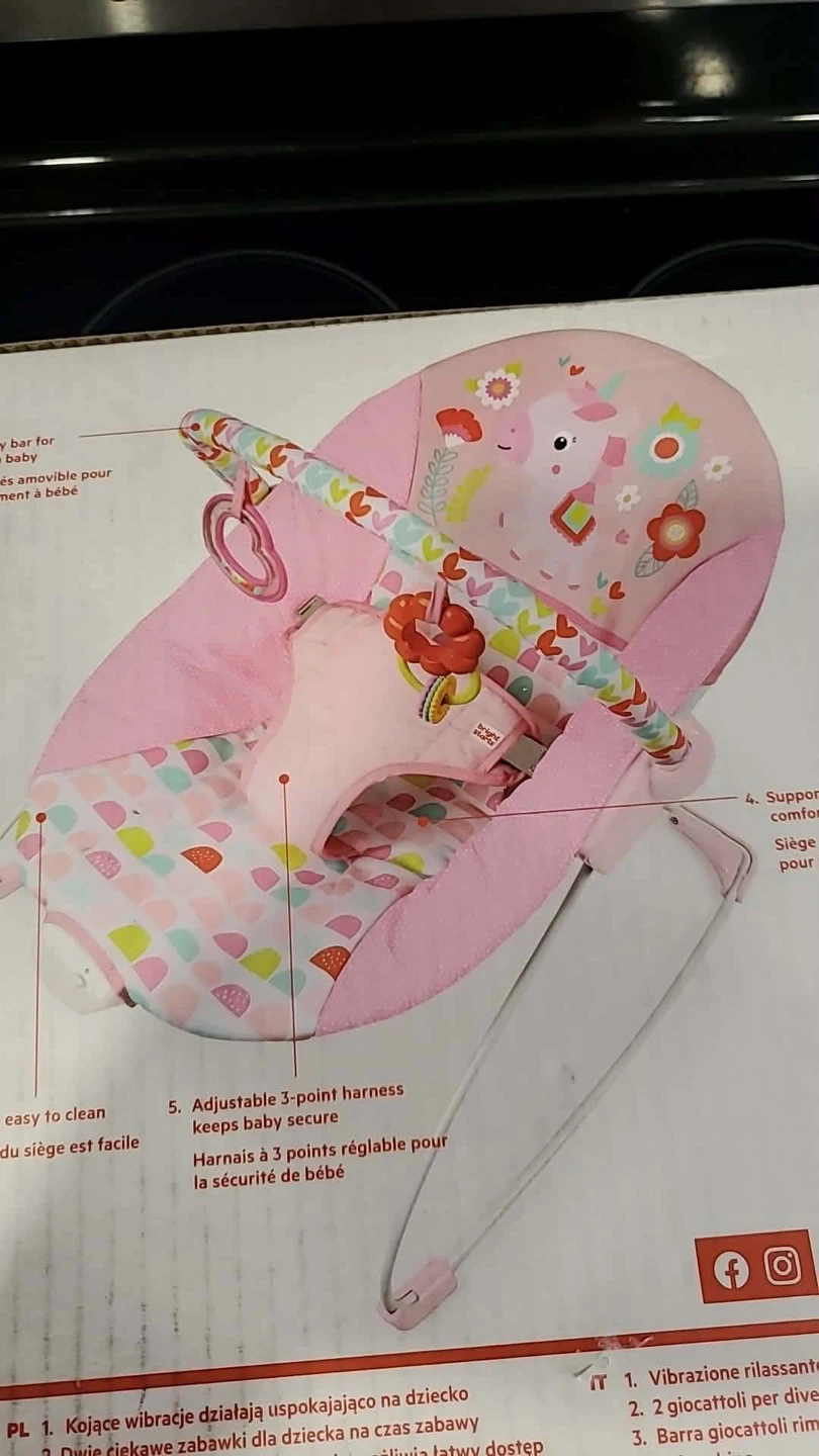 Bright Starts Pink Unicorn Baby Bouncer - photo 4