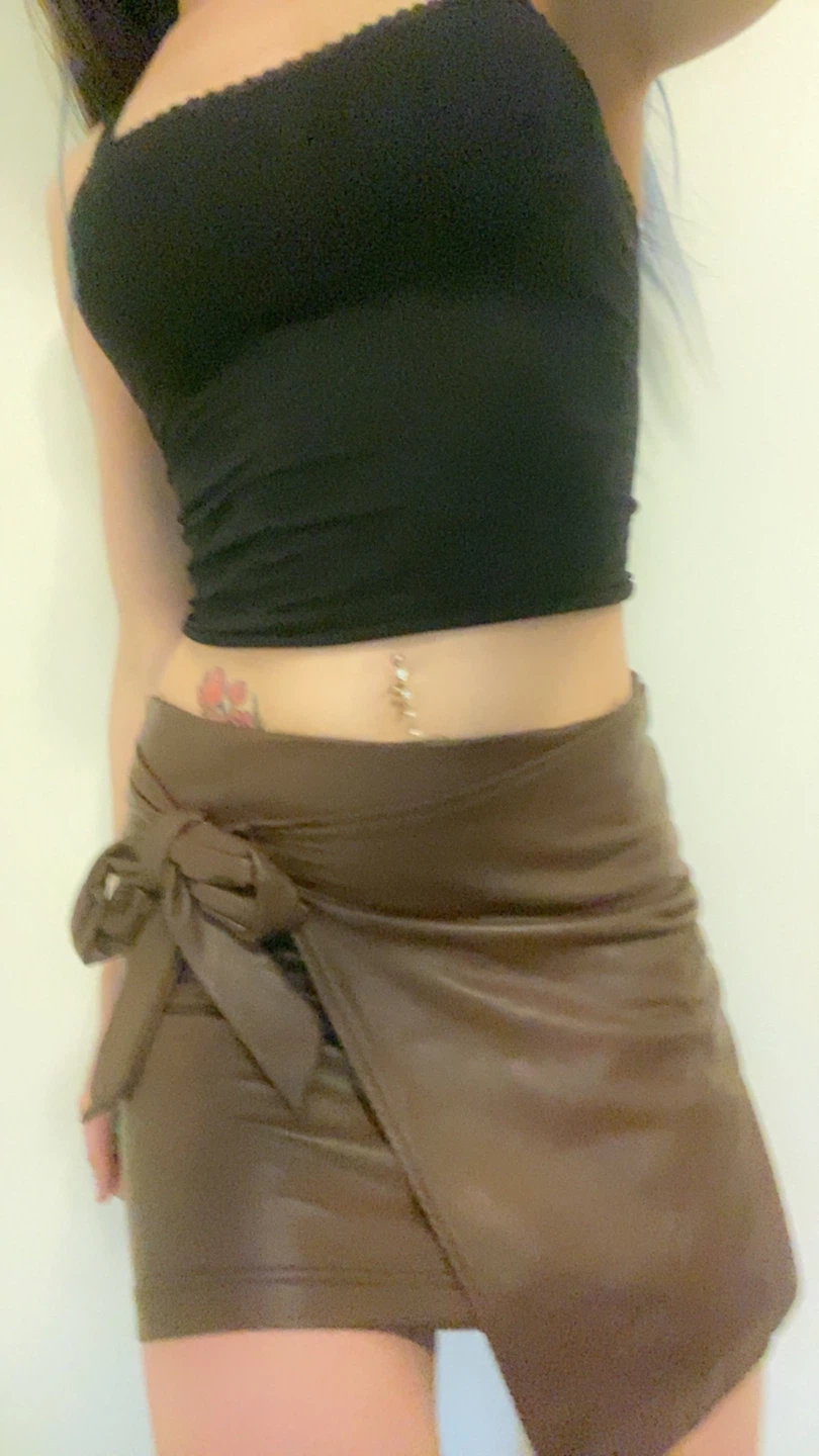 Brown Faux Leather Wrap Mini Skirt - photo 3