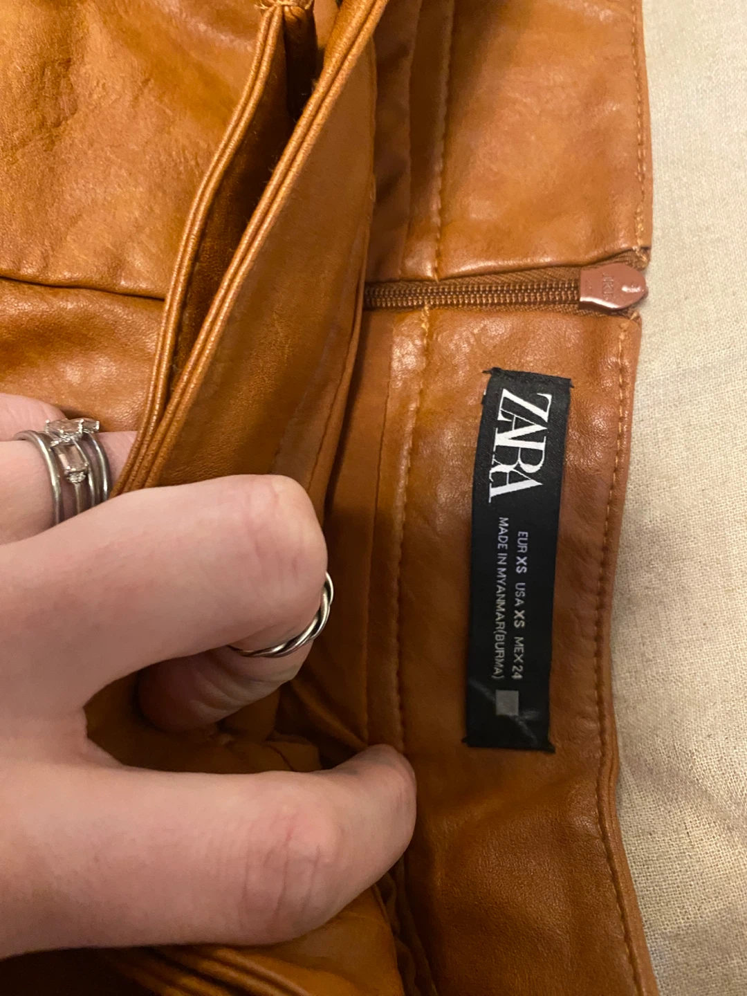 ZARA Brown Faux Leather Skirt XS - photo 2