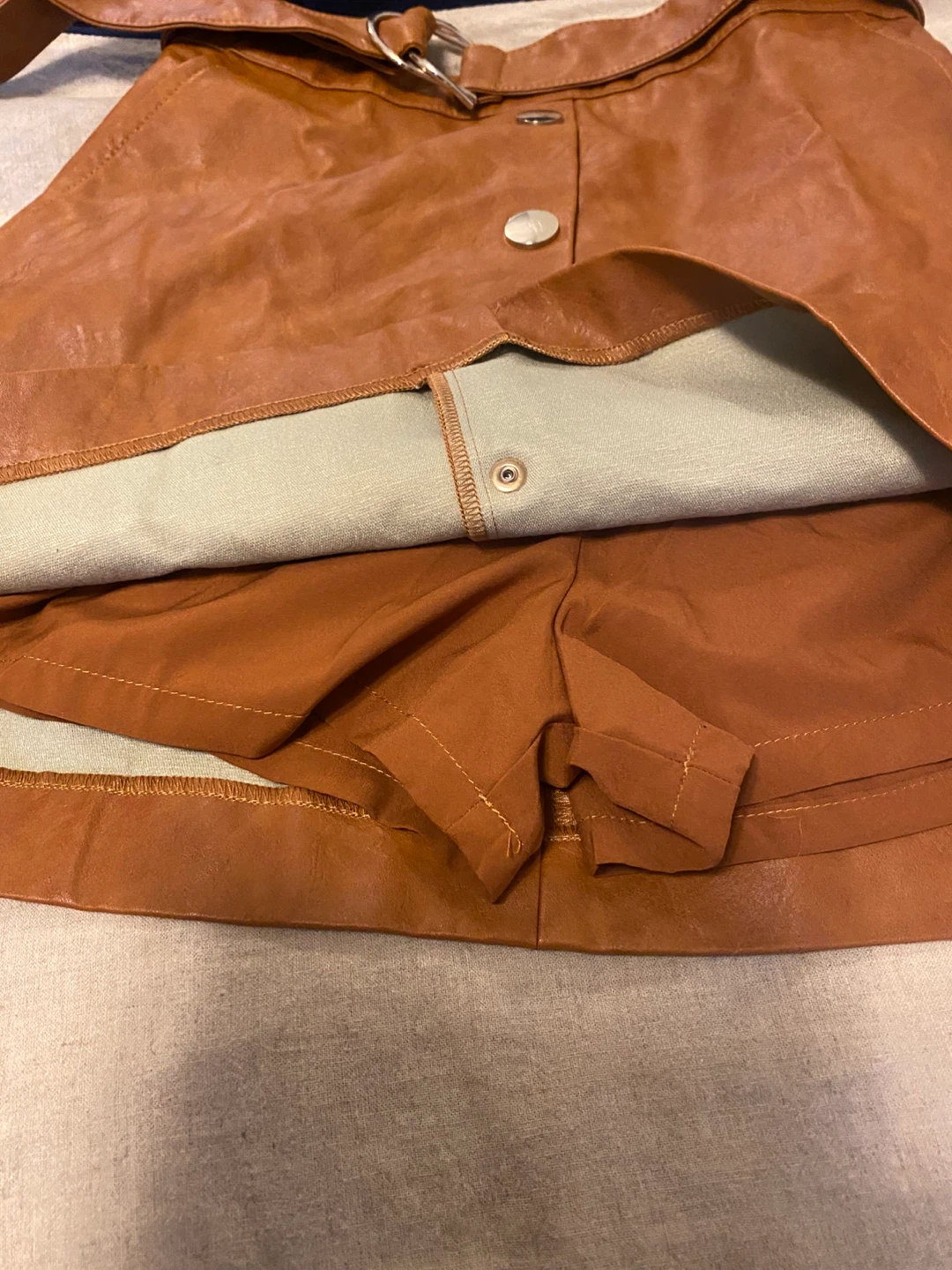ZARA Brown Faux Leather Skirt XS - photo 3