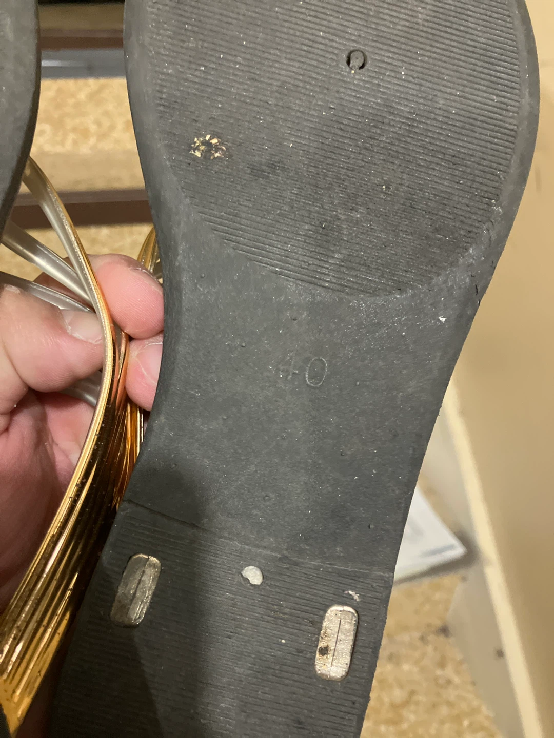 Gold and Rhinestone Thong Sandals Size 40 - photo 5