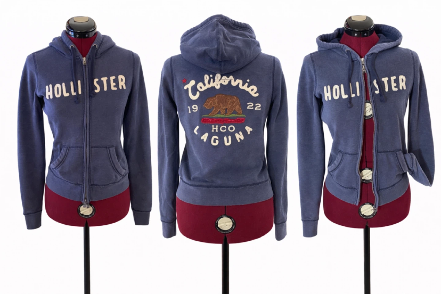 Hollister California Bear Zip-Up/Zip-Down Hoodie