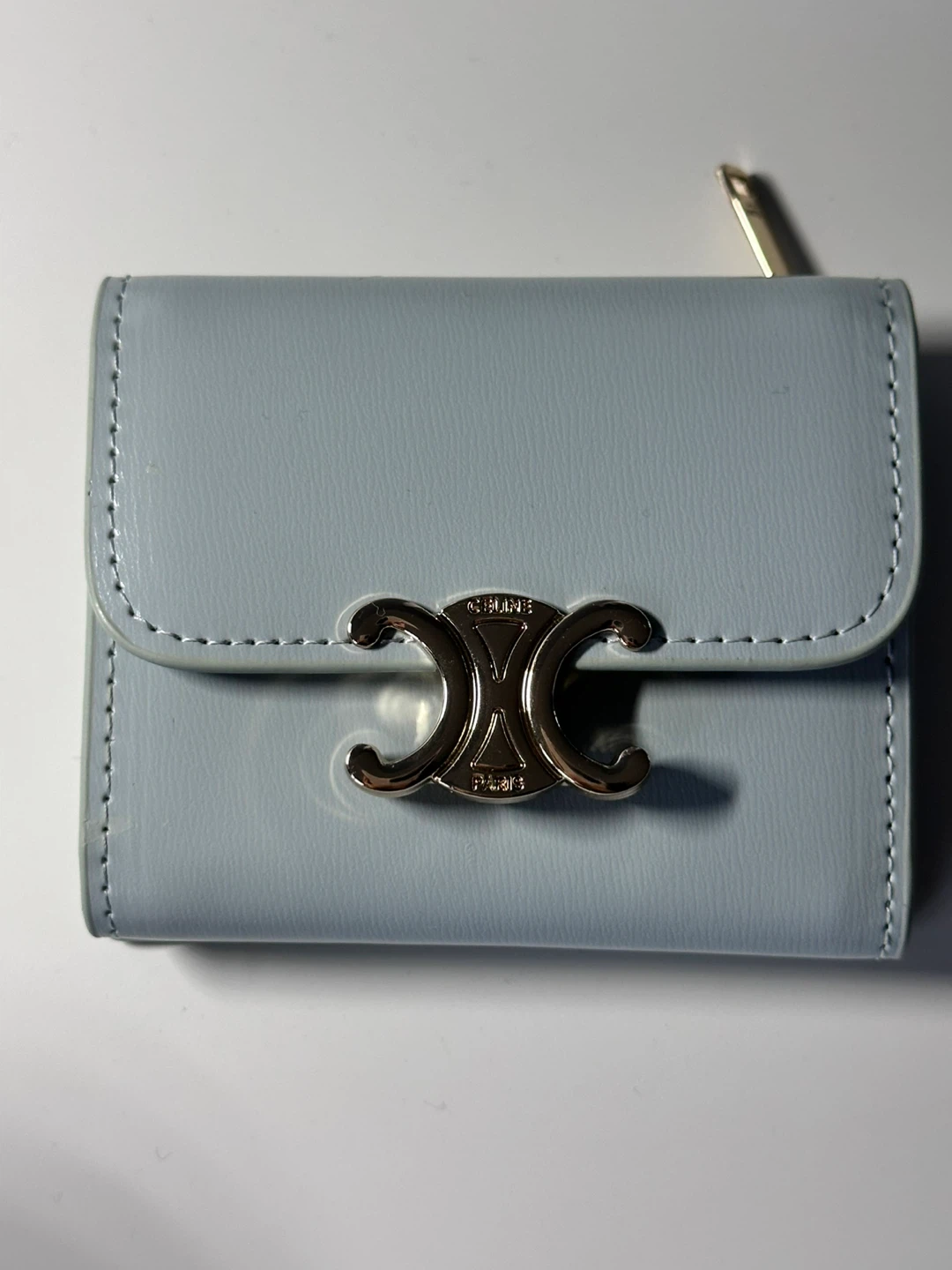 CELINE Inspired Card Holder Wallet Light Blue Leather