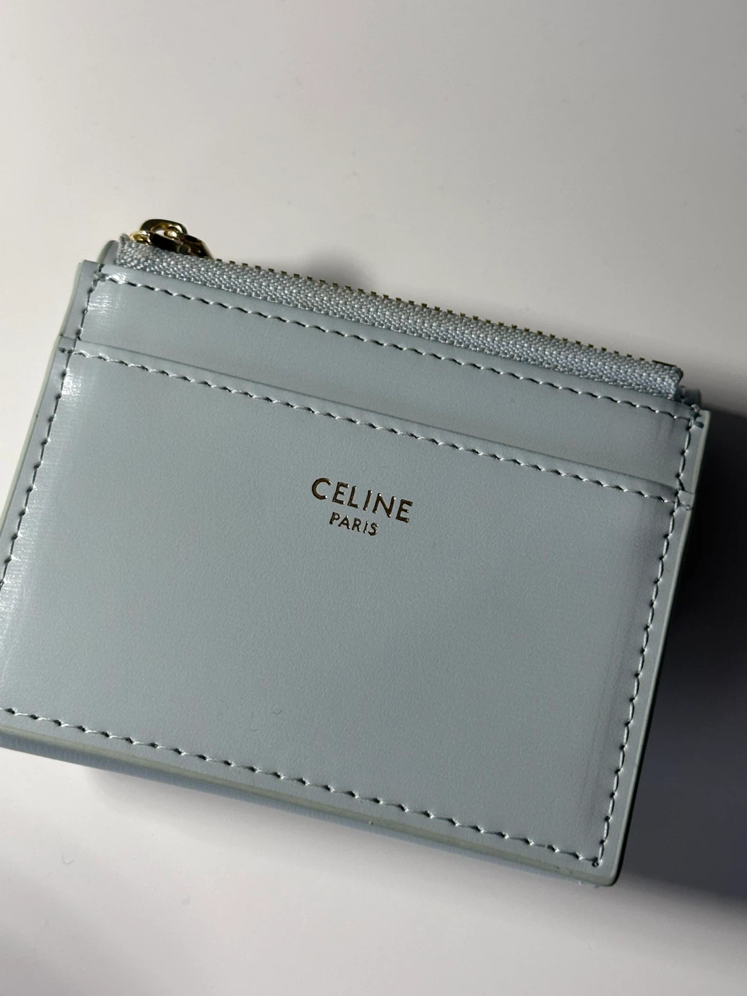 CELINE Inspired Card Holder Wallet Light Blue Leather - photo 2