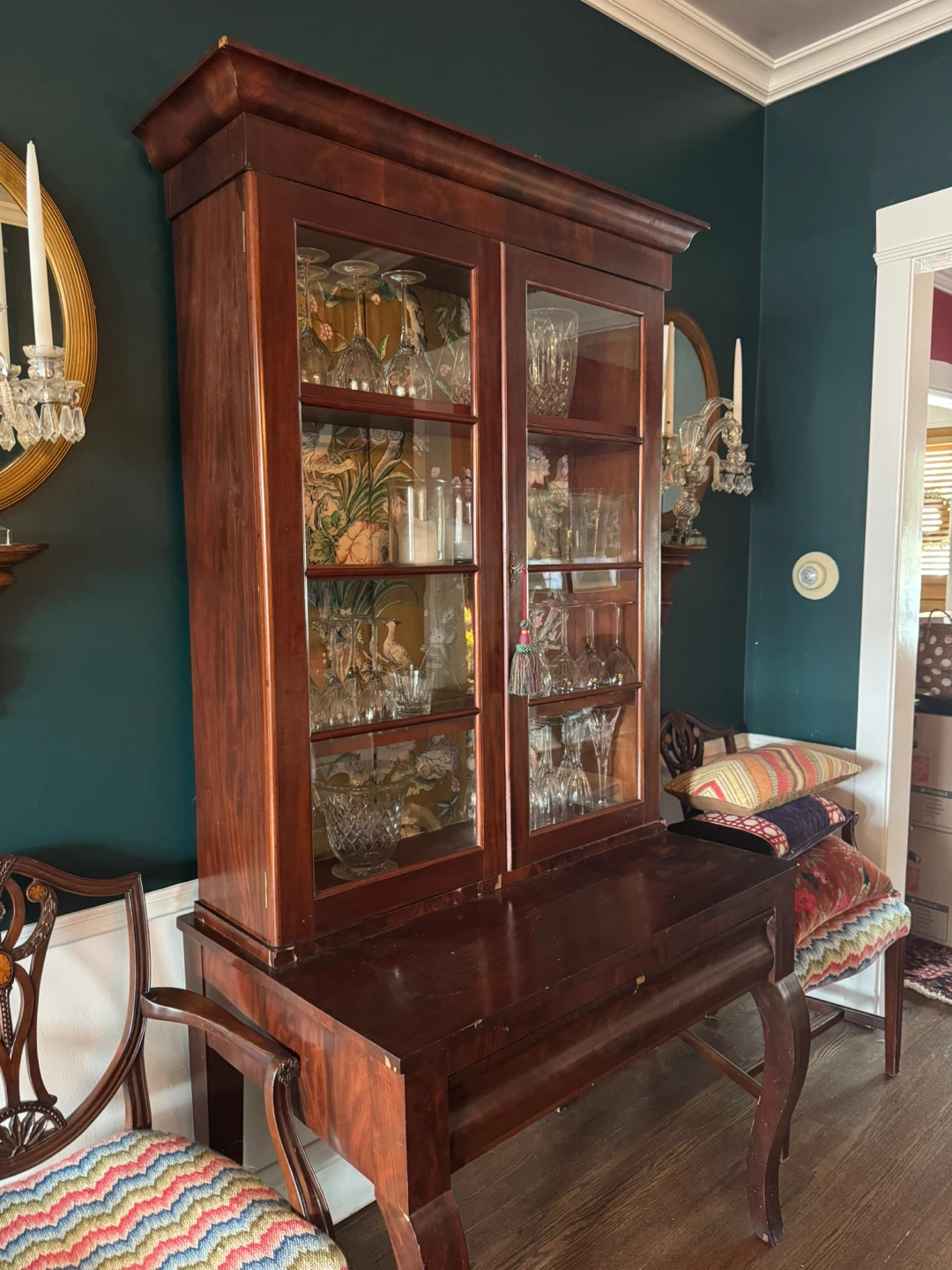 Antique Mahogany Glass Display Cabinet - photo 3