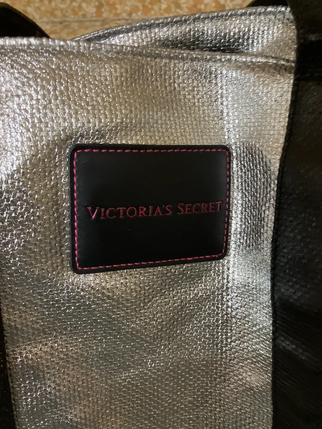 Victoria's Secret Silver and Black Tote Bag