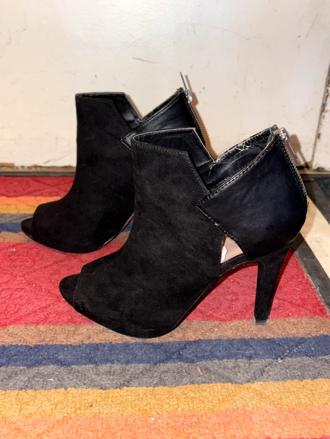 Black Peep-Toe Ankle Boots - photo 2