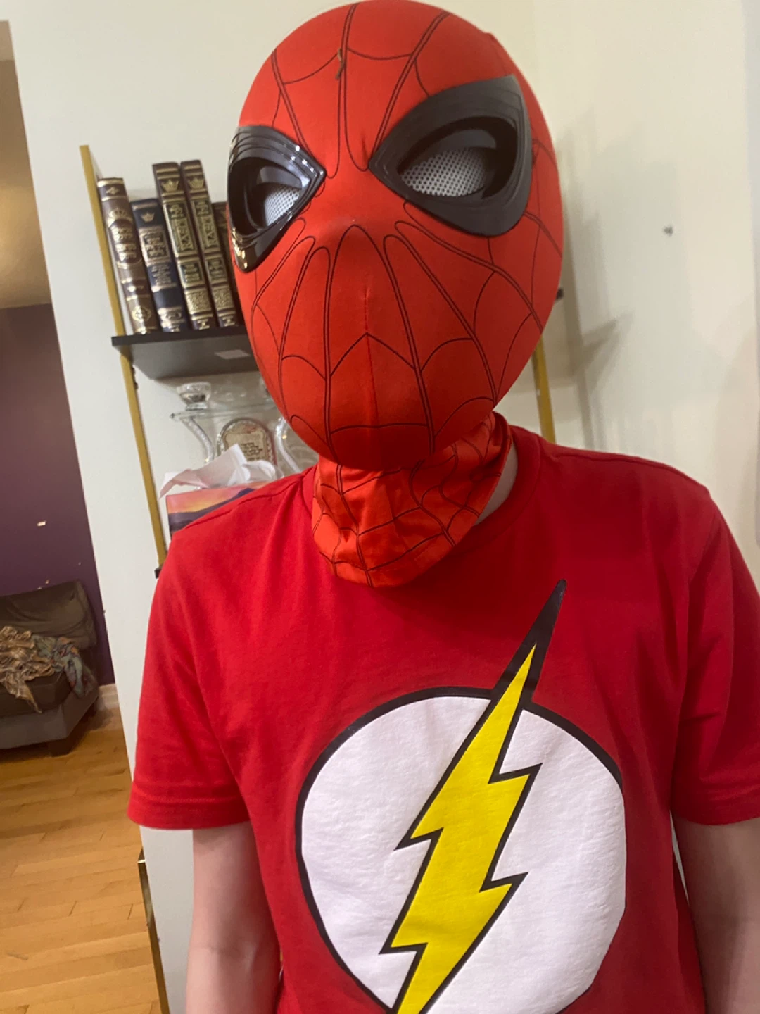 Spider-Man Mask and The Flash T-Shirt