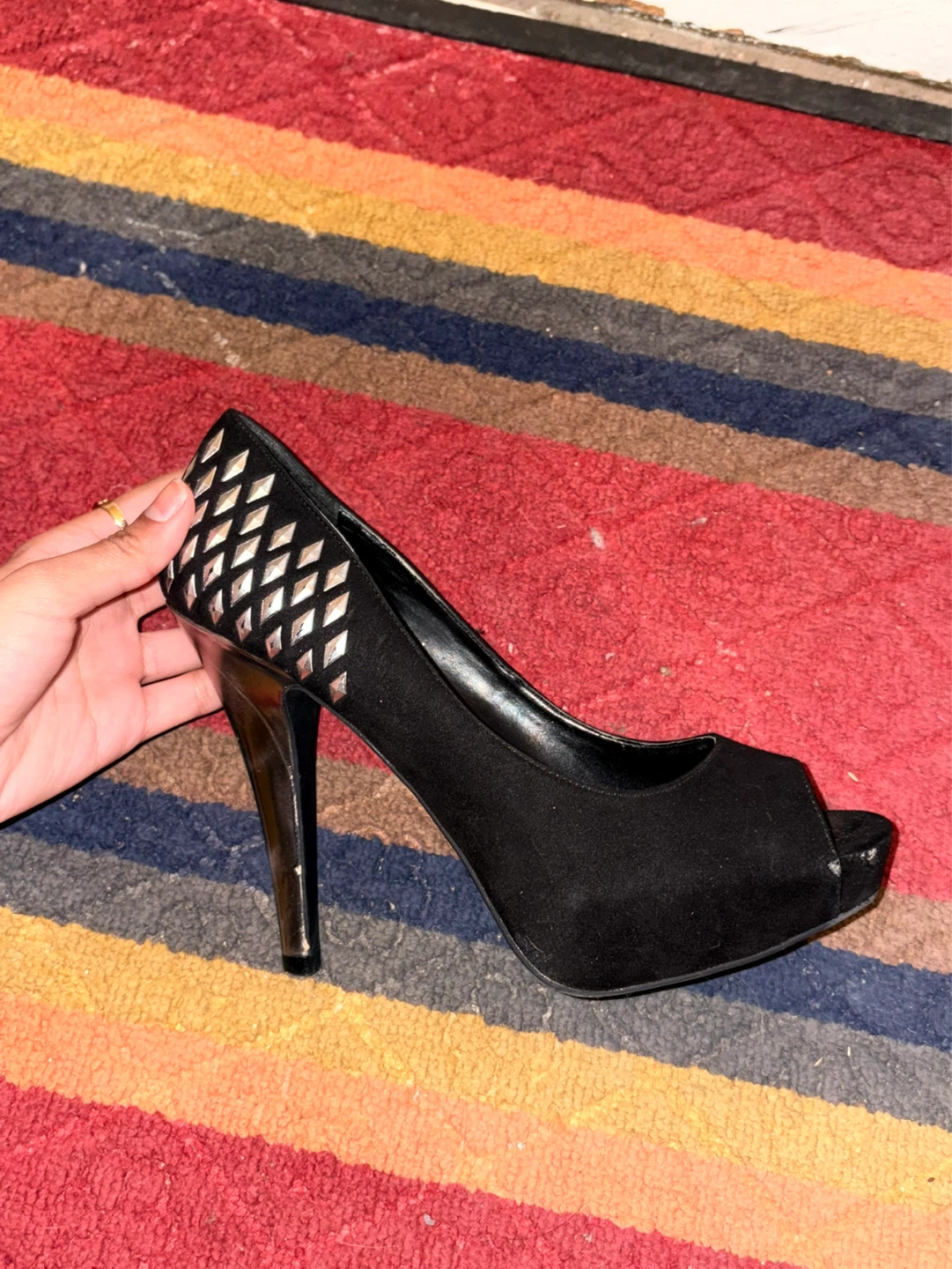 Black Peep Toe Heels