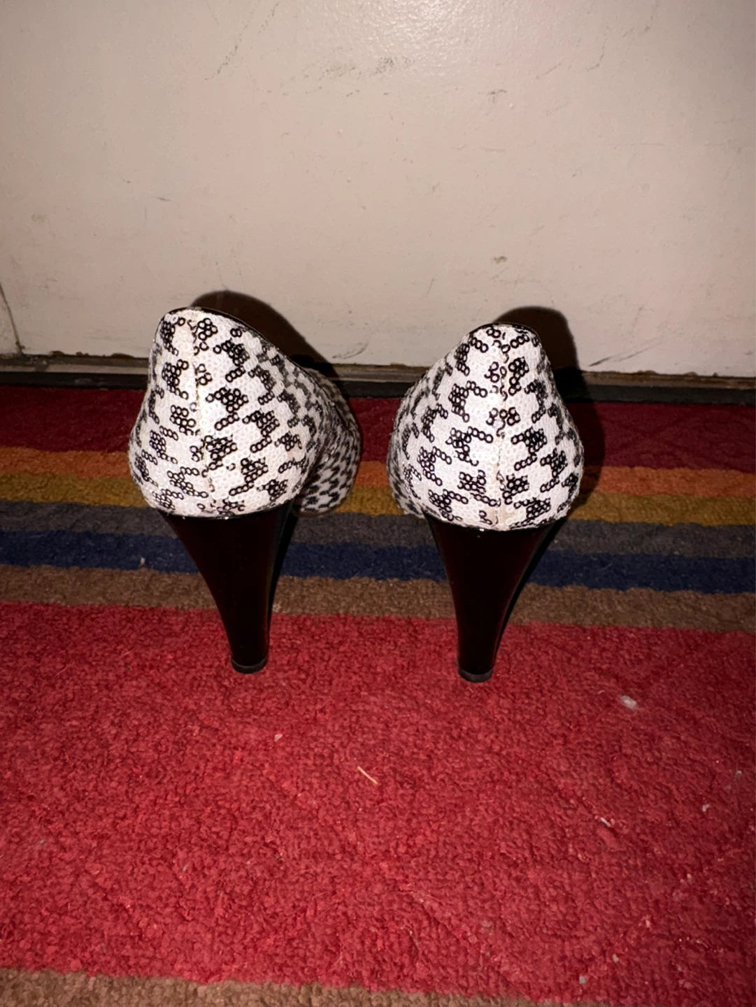 Oh Deer! Black and White Pattern High Heel Pumps - photo 3