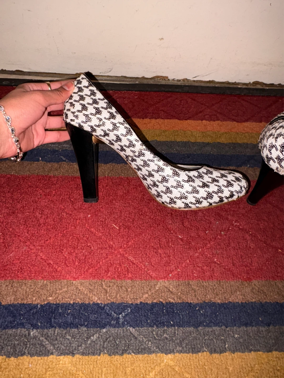 Oh Deer! Black and White Pattern High Heel Pumps