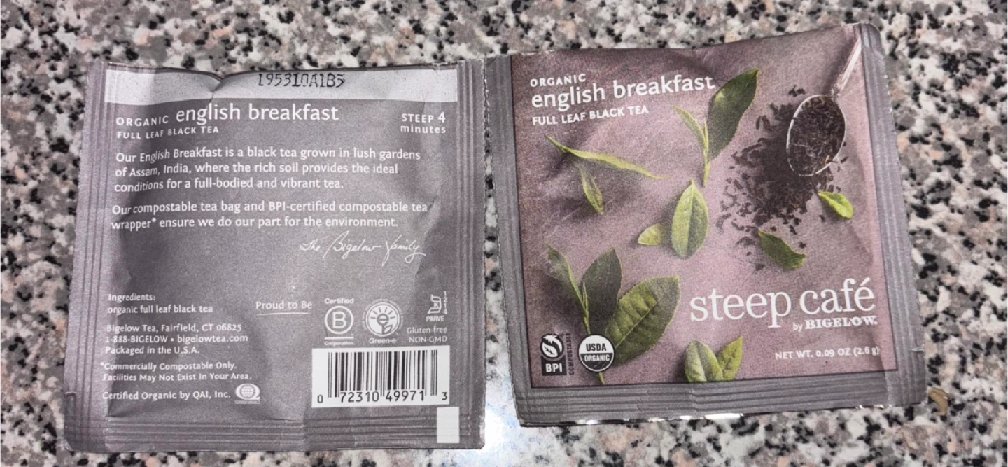 Steep Café Organic English Breakfast Full Leaf Black Tea (2.6g) - photo 2