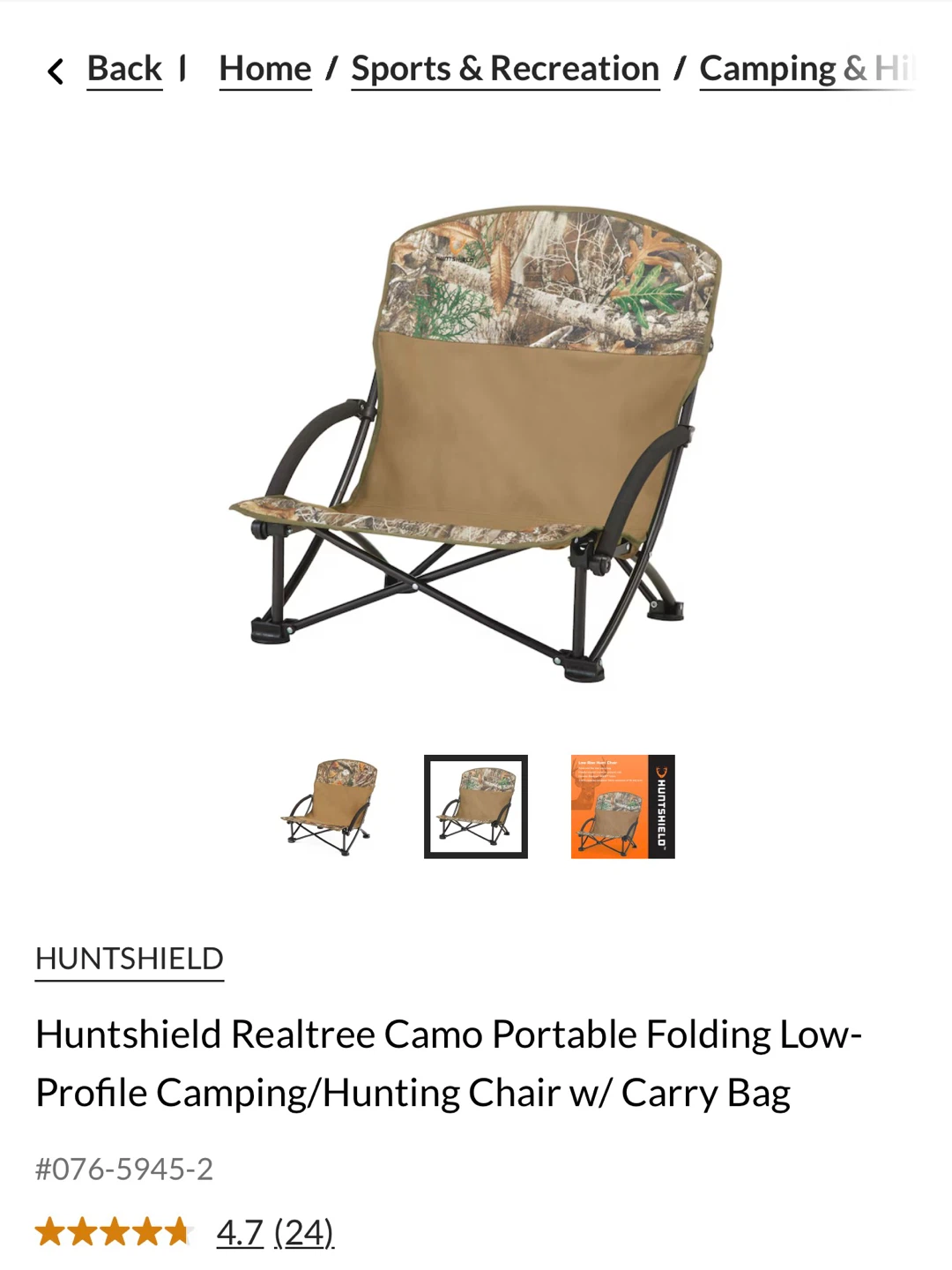 Low-Profile Camping/Hunting Chair